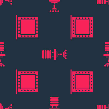 Set Makeup mirror with lights and Office chair on seamless pattern. Vectorのイラスト素材