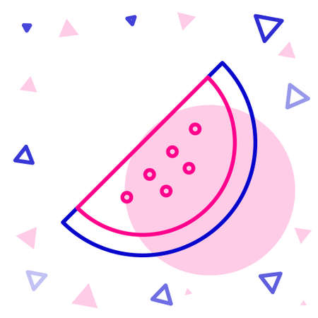 Line Casino slot machine with watermelon symbol icon isolated on white background. Gambling games. Colorful outline concept. Vector Illustrationのイラスト素材