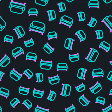 Line Sofa icon isolated seamless pattern on black background. Vector Illustrationのイラスト素材