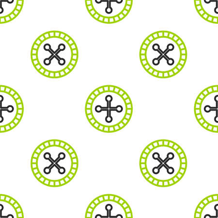 Line Casino roulette wheel icon isolated seamless pattern on white background. Vector Illustrationのイラスト素材