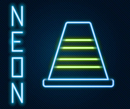 Glowing neon line Traffic cone icon isolated on black background. Colorful outline concept. Vector Illustrationのイラスト素材