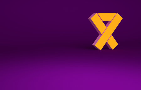Orange Awareness ribbon icon isolated on purple background. Public awareness to disability, medical...