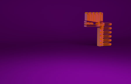 Orange Indian headdress with feathers icon isolated on purple background. Native american traditional headdress. Minimalism concept. 3d illustration 3D renderの写真素材