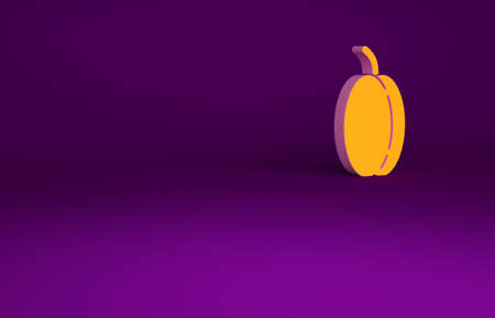 Orange Plum fruit icon isolated on purple background. Minimalism concept. 3d illustration 3D render.の写真素材