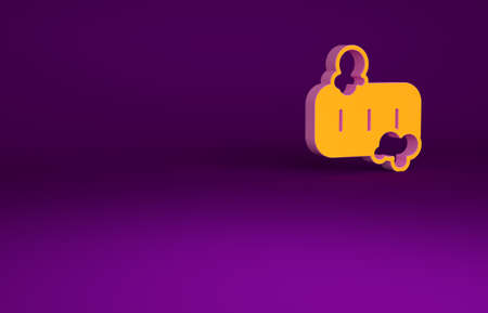 Orange Bar of soap with foam icon isolated on purple background. Soap bar with bubbles. Minimalism concept. 3d illustration 3D renderの写真素材