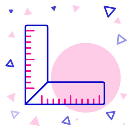 Line Corner ruler icon isolated on white background. Setsquare, angle ruler, carpentry, measuring utensil, scale. Colorful outline concept. Vector Illustrationのイラスト素材