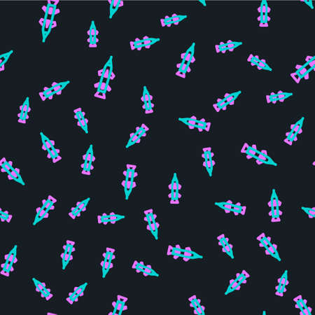 Line Rocket icon isolated seamless pattern on black background. Vector Illustrationのイラスト素材