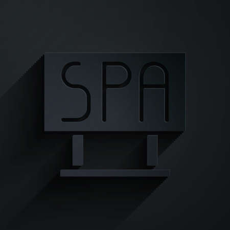 Paper cut Spa salon signboard icon isolated on black background. Paper art style. Vector Illustrationのイラスト素材