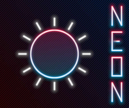 Glowing neon line Sun icon isolated on black background. Summer symbol. Good sunny day. Colorful outline concept. Vector Illustrationのイラスト素材