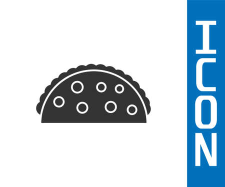 Grey Taco with tortilla icon isolated on white background. Traditional mexican fast food menu. Vector Illustrationのイラスト素材