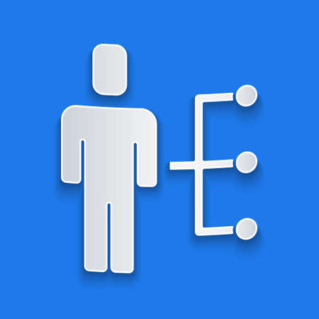 Paper cut User of man in business suit icon isolated on blue background. Business avatar symbol user profile icon. Male user sign. Paper art style. Vectorのイラスト素材