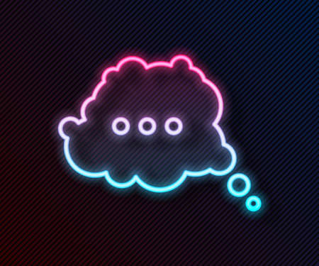 Glowing neon line Speech bubble chat icon isolated on black background. Message icon. Communication or comment chat symbol. Vectorのイラスト素材
