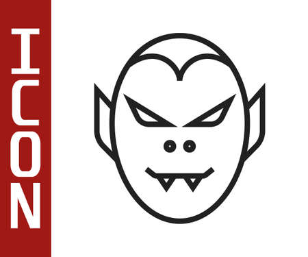 Black line Vampire icon isolated on white background. Happy Halloween party. Vectorのイラスト素材