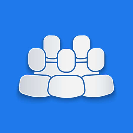Paper cut Project team base icon isolated on blue background. Business analysis and planning, consulting, team work, project management. Paper art style. Vectorのイラスト素材