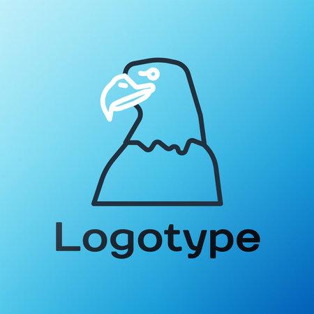 Line Eagle head icon isolated on blue background. Animal symbol. Colorful outline concept. Vector