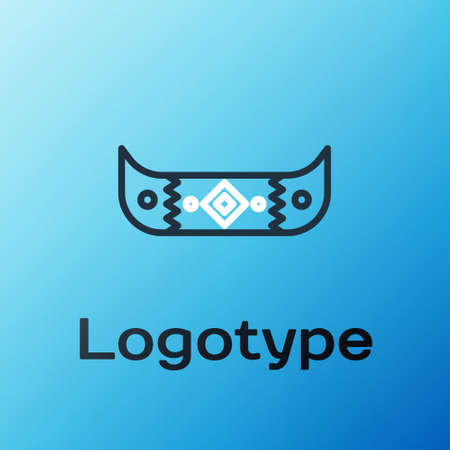 Line Kayak and paddle icon isolated on blue background. Kayak and canoe for fishing and tourism. Outdoor activities. Colorful outline concept. Vectorのイラスト素材