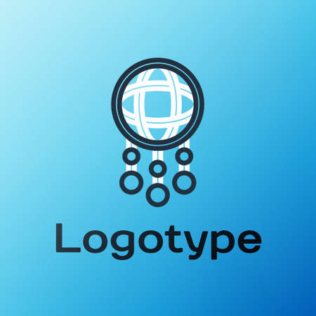 Line Dream catcher with feathers icon isolated on blue background. Colorful outline concept. Vectorのイラスト素材