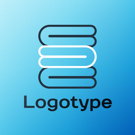 Line Towel stack icon isolated on blue background. Colorful outline concept. Vector Illustration