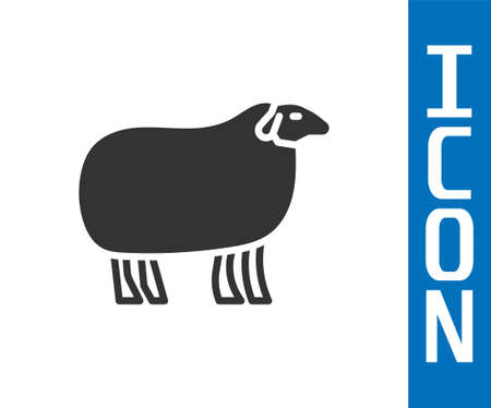 Grey Sheep icon isolated on white background. Animal symbol. Vectorのイラスト素材