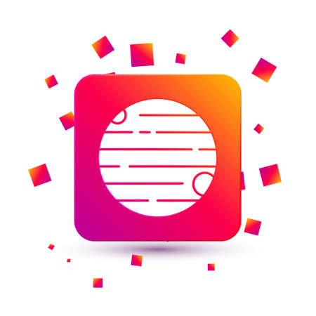 White Planet icon isolated on white background. Square color button. Vectorのイラスト素材