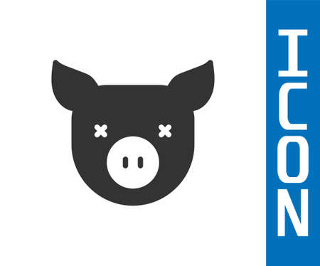 Grey Pig icon isolated on white background. Animal symbol. Vectorのイラスト素材