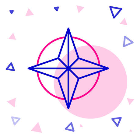 Line Wind rose icon isolated on white background. Compass icon for travel. Navigation design. Colorful outline concept. Vectorのイラスト素材