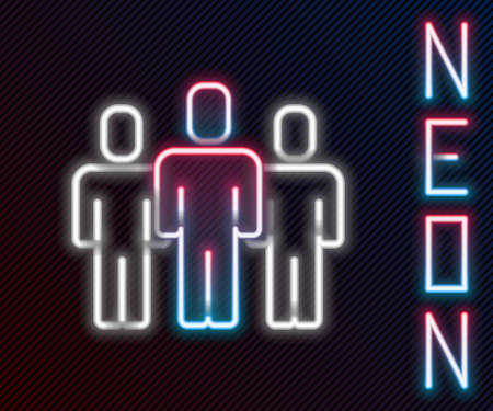 Glowing neon line Users group icon isolated on black background. Group of people icon. Business avatar symbol - users profile icon. Colorful outline concept. Vectorのイラスト素材