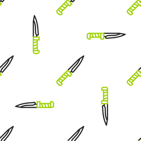Line Military knife icon isolated seamless pattern on white background. Vectorのイラスト素材
