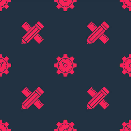 Set Crossed ruler and pencil and Website statistic on seamless pattern. Vectorのイラスト素材