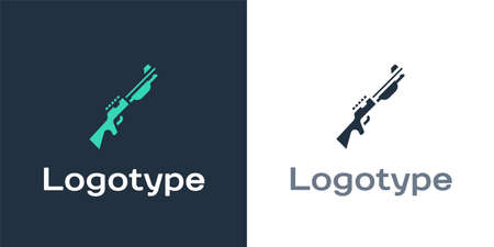 Logotype Hunting gun icon isolated on white background. Hunting shotgun.のイラスト素材