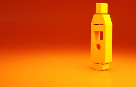 Yellow Medical digital thermometer for medical examination icon isolated on orange background....