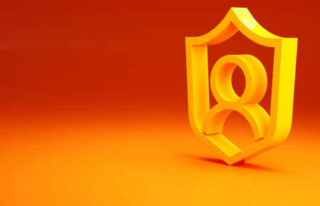 Yellow User protection icon isolated on orange background. Secure user login, password protected, personal data protection, authentication. Minimalism concept. 3d illustration 3D renderの写真素材