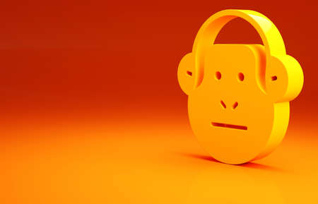 Yellow Monkey icon isolated on orange background. Animal symbol. Minimalism concept. 3d illustration 3D renderの写真素材