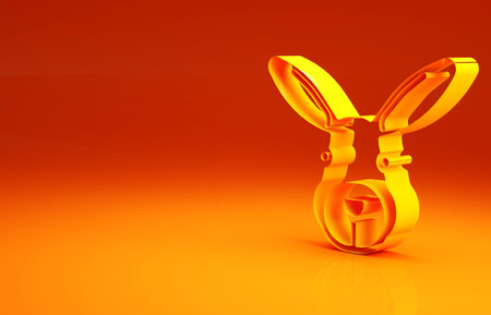Yellow Rabbit head icon isolated on orange background. Minimalism concept. 3d illustration 3D render