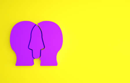 Purple Bipolar disorder icon isolated on yellow background. Minimalism concept. 3d illustration 3D renderの写真素材