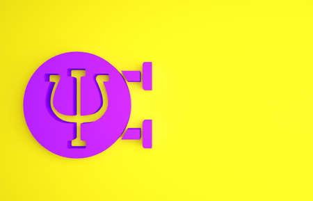 Purple Psychology icon isolated on yellow background. Psi symbol. Mental health concept, psychoanalysis analysis and psychotherapy. Minimalism concept. 3d illustration 3D renderの写真素材