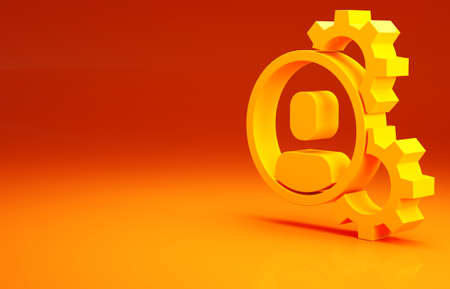 Yellow Head hunting icon isolated on orange background. Business target or Employment sign. Human resource and recruitment for business. Minimalism concept. 3d illustration 3D renderの写真素材