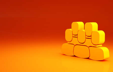 Yellow Project team base icon isolated on orange background. Business analysis and planning, consulting, team work, project management. Minimalism concept. 3d illustration 3D renderの写真素材