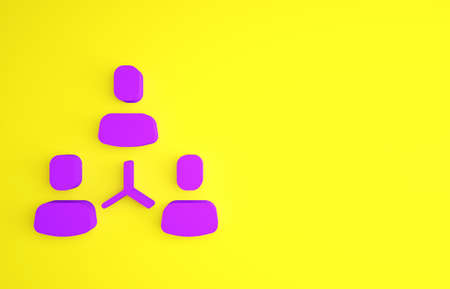 Purple Project team base icon isolated on yellow background. Business analysis and planning, consulting, team work, project management. Minimalism concept. 3d illustration 3D renderの写真素材