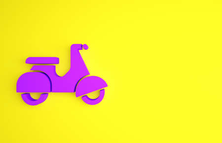 Purple Scooter delivery icon isolated on yellow background. Delivery service concept. Minimalism concept. 3d illustration 3D renderの写真素材