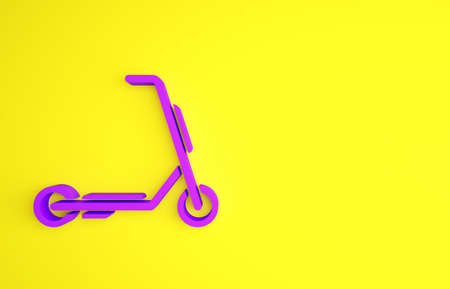 Purple Scooter delivery icon isolated on yellow background. Delivery service concept. Minimalism concept. 3d illustration 3D renderの写真素材