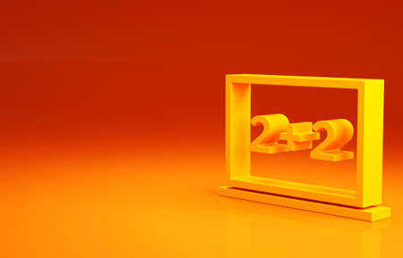 Yellow Chalkboard icon isolated on orange background. School Blackboard sign. Minimalism concept. 3d illustration 3D renderの写真素材