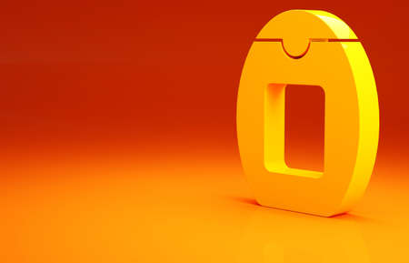 Yellow Bottle of shampoo icon isolated on orange background. Minimalism concept. 3d illustration 3D renderの写真素材