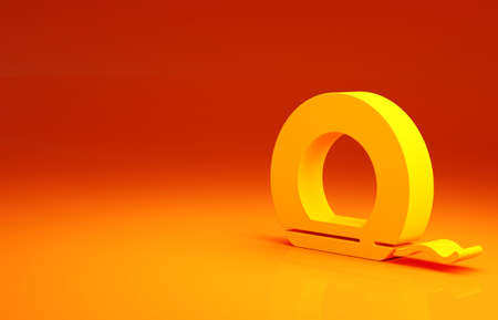 Yellow Dental floss icon isolated on orange background. Minimalism concept. 3d illustration 3D renderの写真素材
