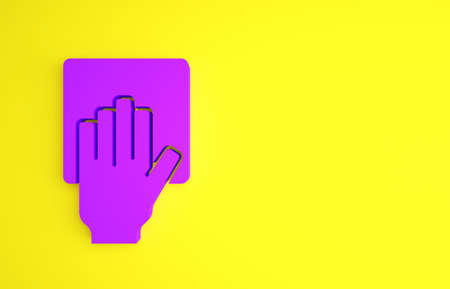 Purple Cleaning service icon isolated on yellow background. Minimalism concept. 3d illustration 3D renderの写真素材