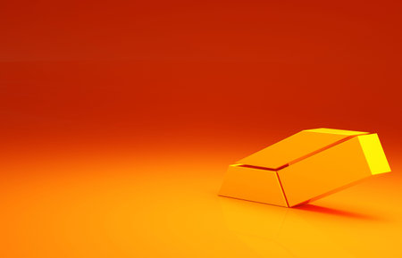 Yellow Gold bars icon isolated on orange background. Banking business concept. Minimalism concept....