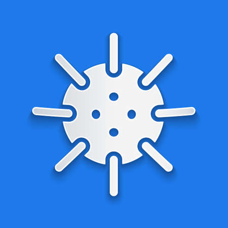 White line Naval mine icon isolated on blue background. Sea bomb. 4K Video motion graphic animationのイラスト素材