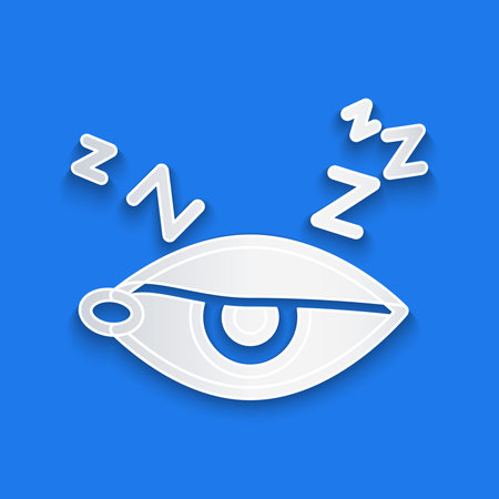 White line Insomnia icon isolated on blue background. Sleep disorder with capillaries and pupils. Fatigue and stress. 4K Video motion graphic animationのイラスト素材