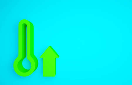 Green Meteorology thermometer measuring icon isolated on blue background. Thermometer equipment showing hot or cold weather. Minimalism concept. 3d illustration 3D renderの写真素材