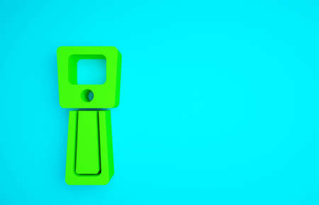 Green Digital contactless thermometer with infrared light icon isolated on blue background. Minimalism concept. 3d illustration 3D renderの写真素材